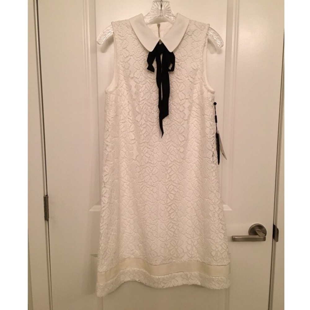 NWT Karl Lagerfeld White Collared Lace Shift Dress